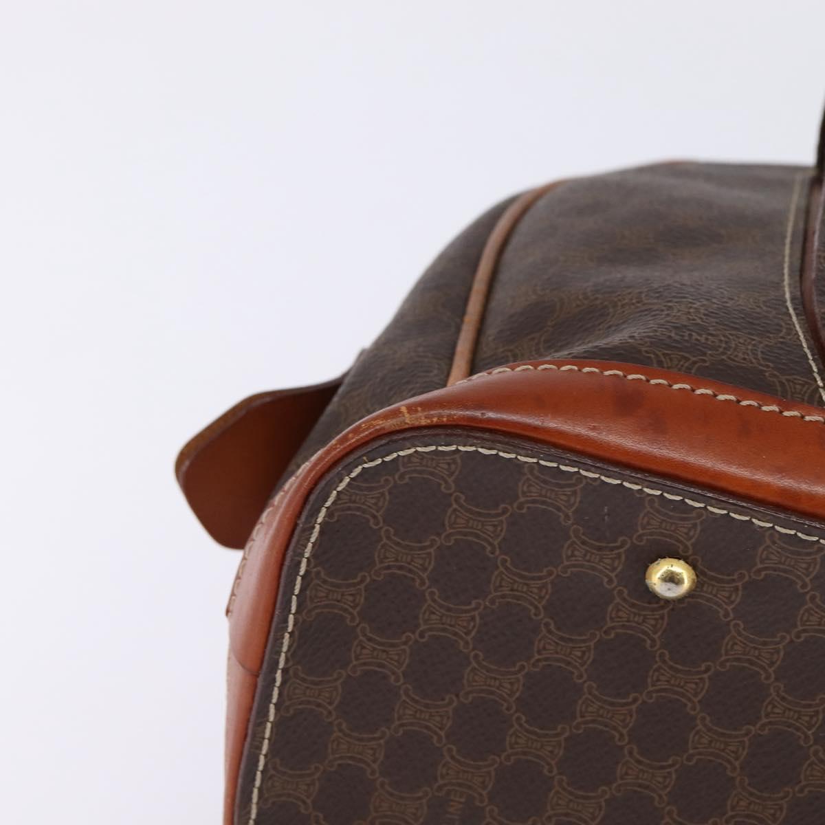 CELINE Macadam Canvas Hand Bag PVC Leather Brown Gold Auth BA6456