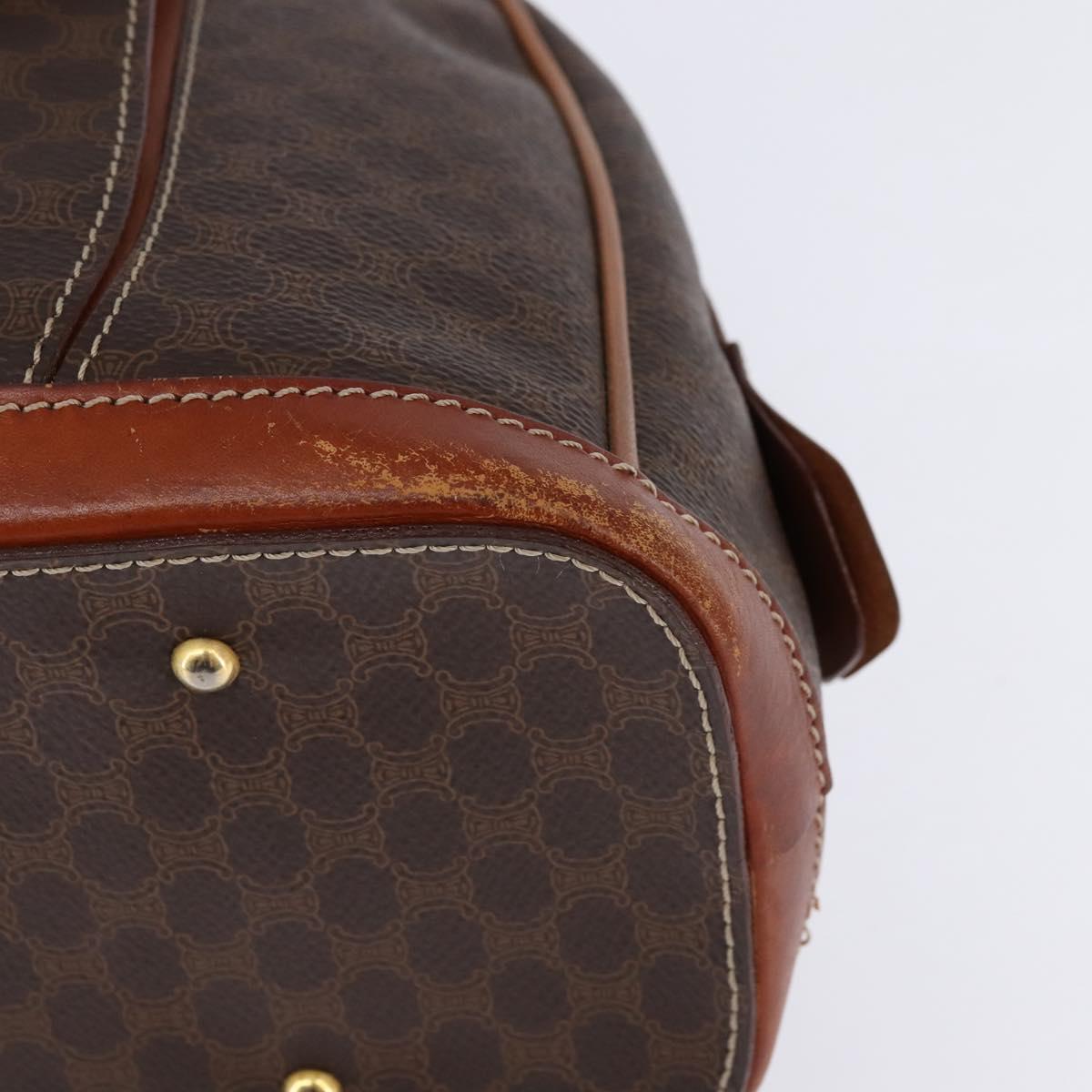 CELINE Macadam Canvas Hand Bag PVC Leather Brown Gold Auth BA6456