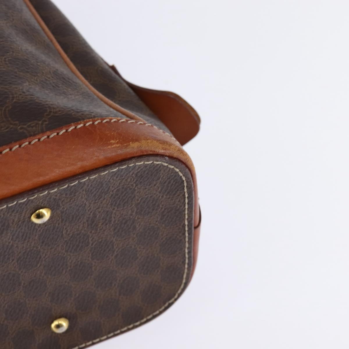 CELINE Macadam Canvas Hand Bag PVC Leather Brown Gold Auth BA6456