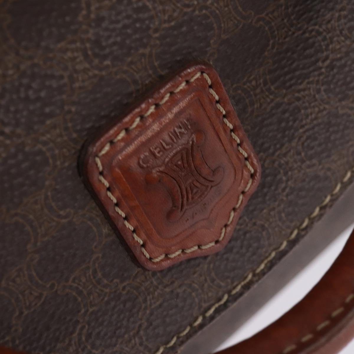 CELINE Macadam Canvas Hand Bag PVC Leather Brown Gold Auth BA6456