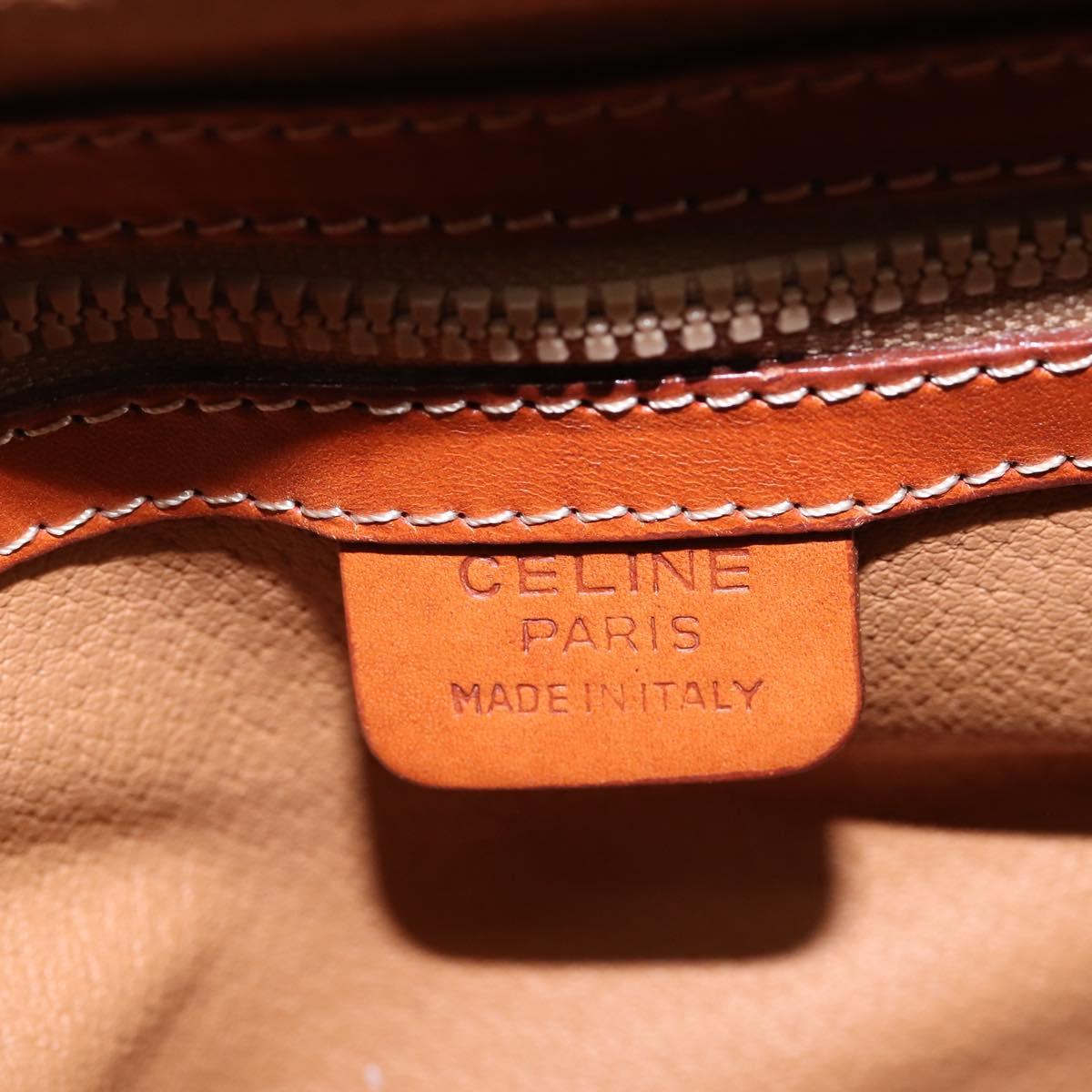 CELINE Macadam Canvas Hand Bag PVC Leather Brown Gold Auth BA6456