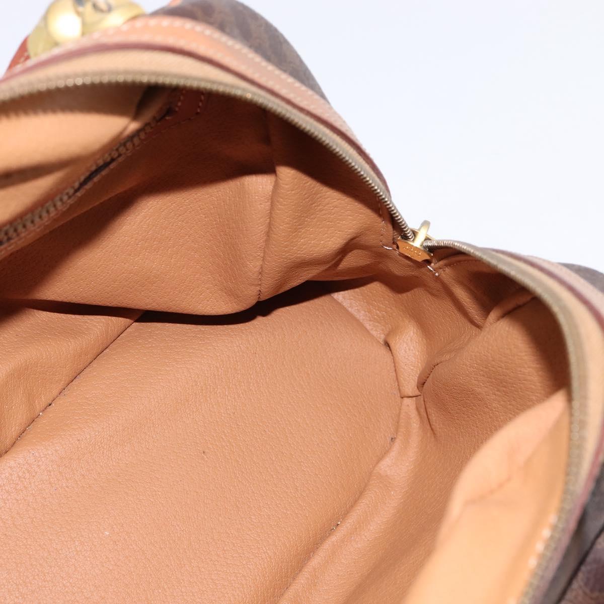 CELINE Macadam Canvas Hand Bag PVC Leather Brown Gold Auth BA6456