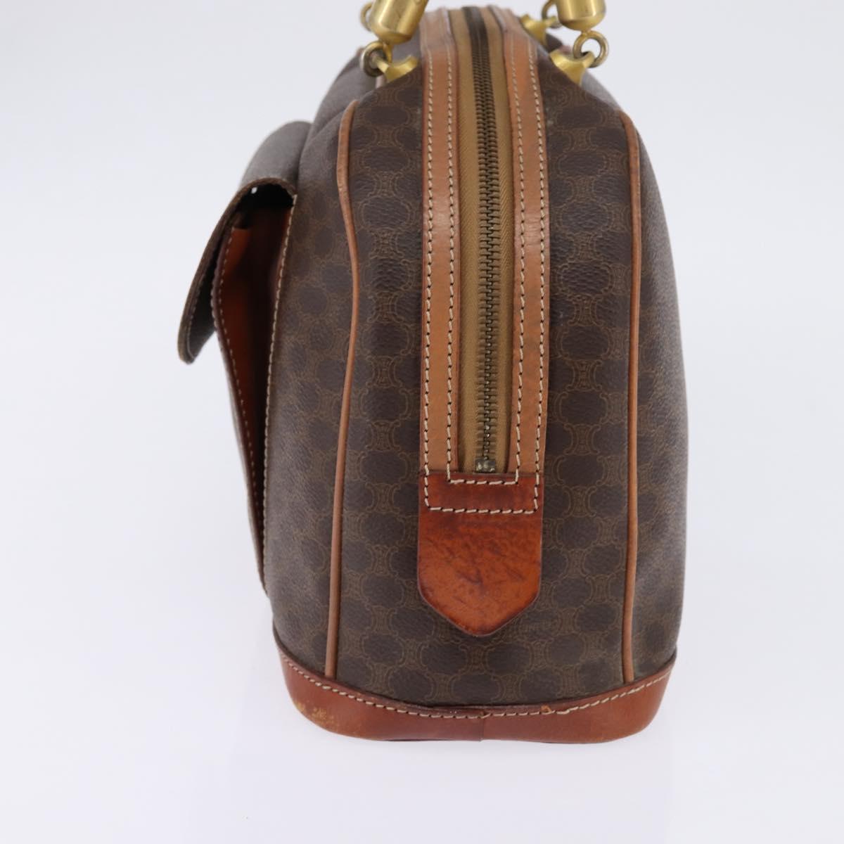 CELINE Macadam Canvas Hand Bag PVC Leather Brown Gold Auth BA6456