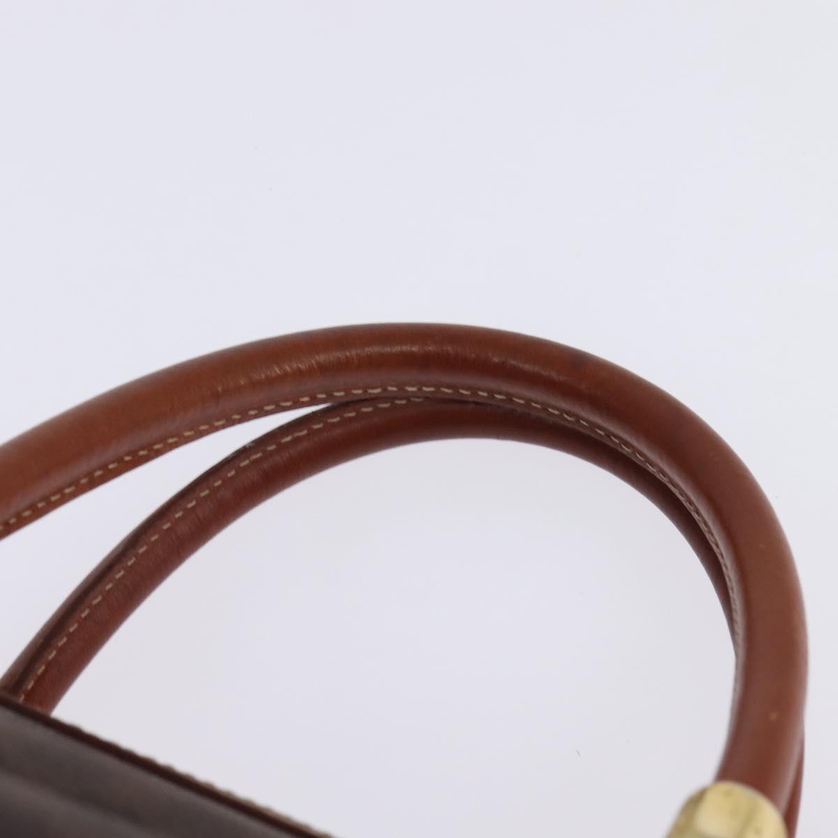 CELINE Macadam Canvas Hand Bag PVC Leather Brown Gold Auth BA6456