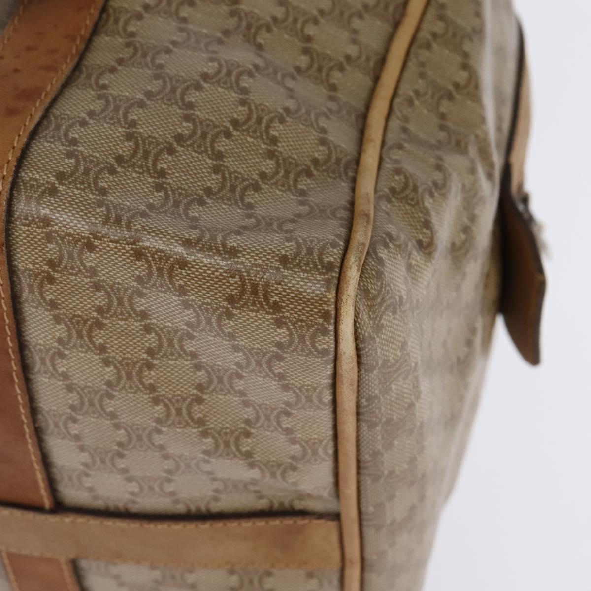 CELINE Macadam Canvas Boston Bag PVC Beige Gold Auth BA6457