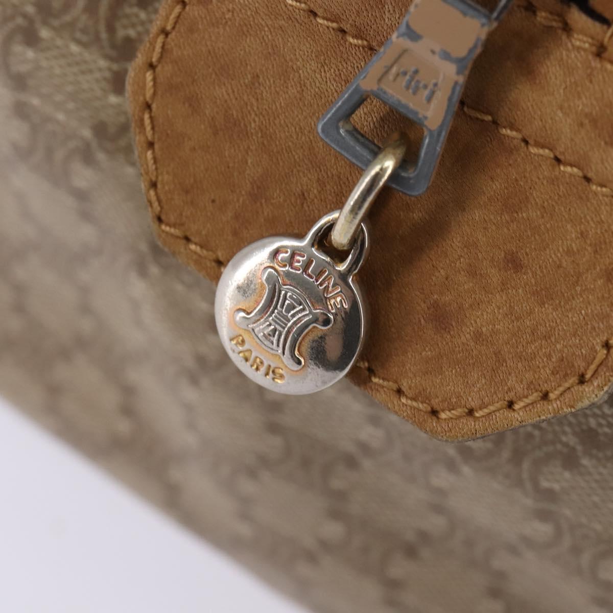 CELINE Macadam Canvas Boston Bag PVC Beige Gold Auth BA6457