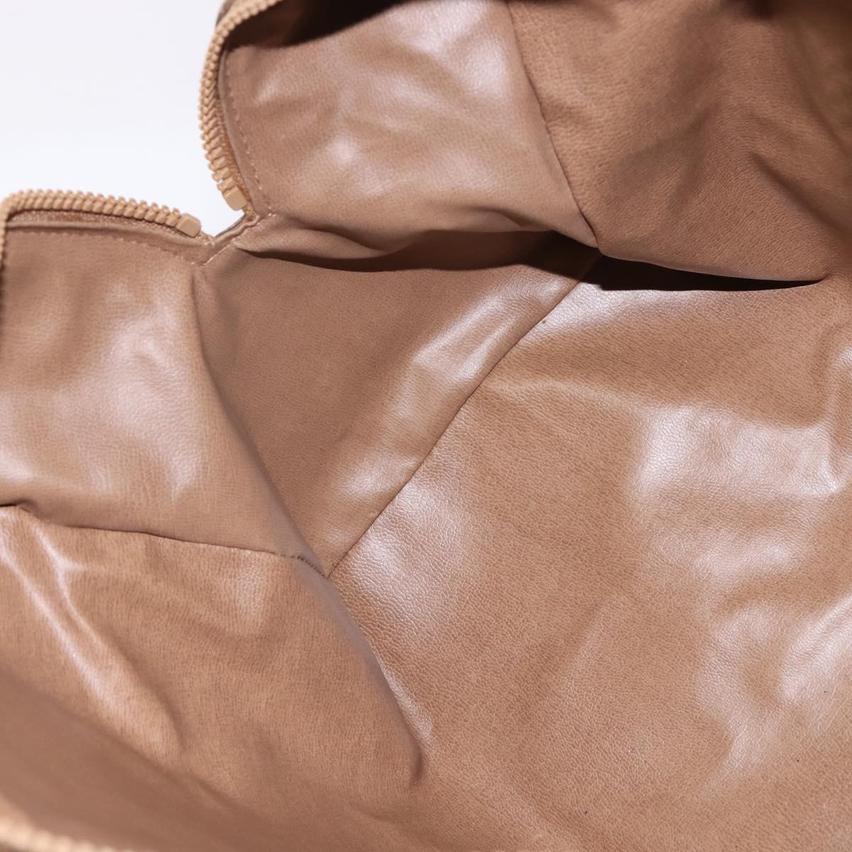 CELINE Macadam Canvas Boston Bag PVC Beige Gold Auth BA6457