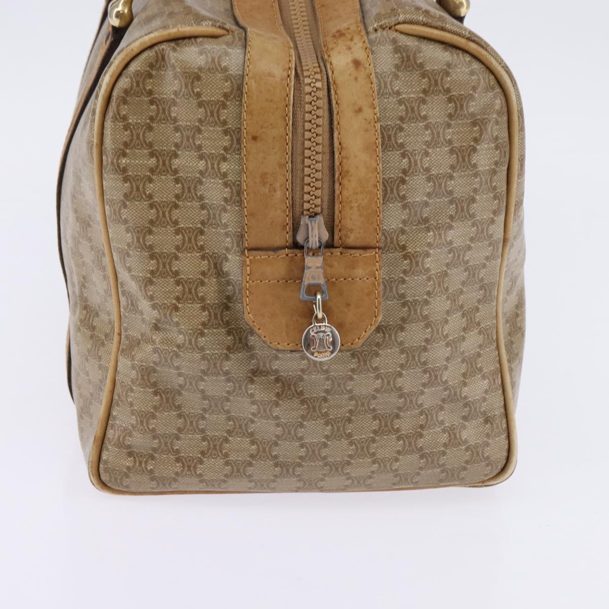 CELINE Macadam Canvas Boston Bag PVC Beige Gold Auth BA6457