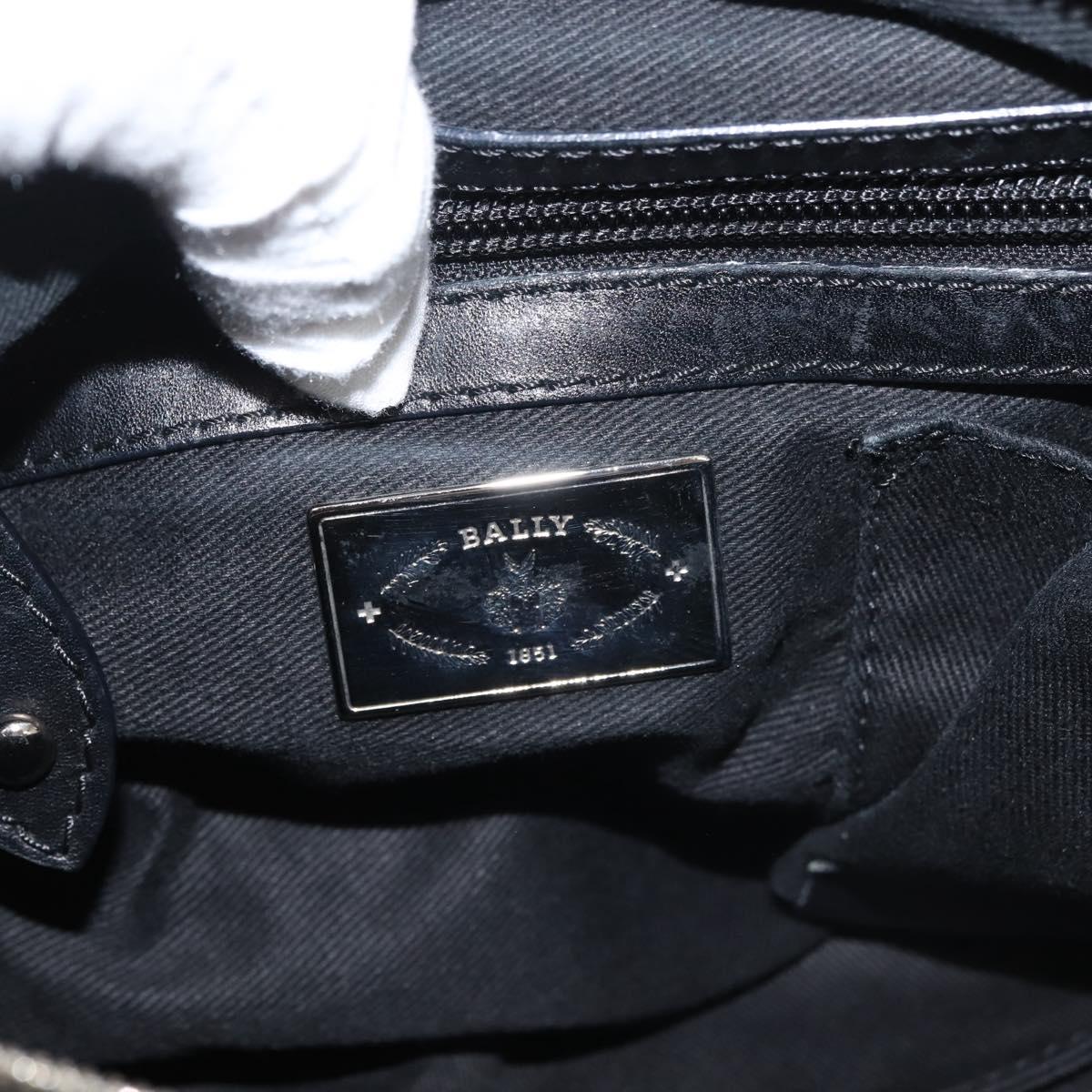 BALLY Shoulder Bag Suede Leather Black Silver Auth BA6459
