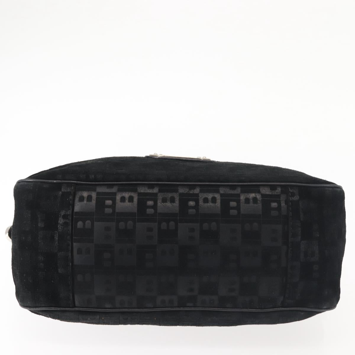 BALLY Shoulder Bag Suede Leather Black Silver Auth BA6459
