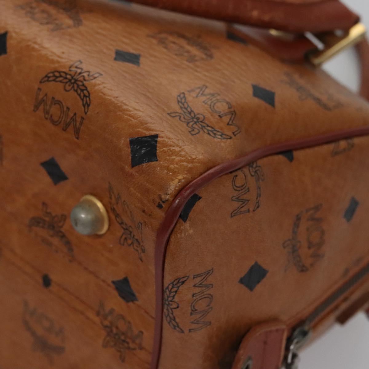 MCM Vicetos Logogram Hand Bag PVC Leather 2way Brown Gold Auth BA646