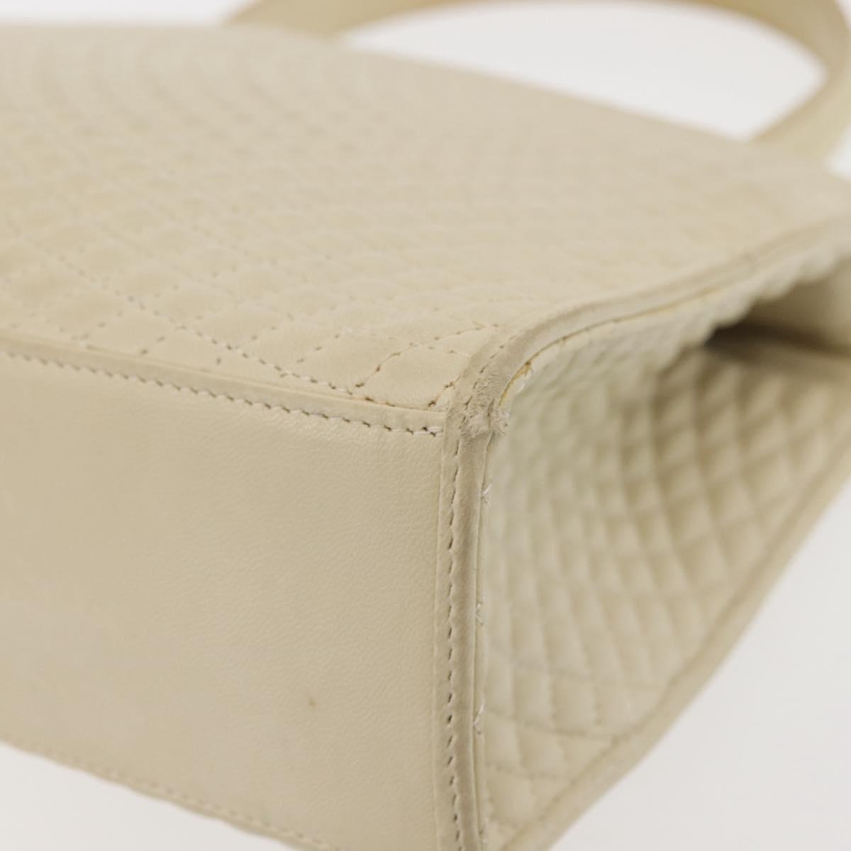 BALLY Quilted Hand Bag Leather Beige Gold Auth BA6460