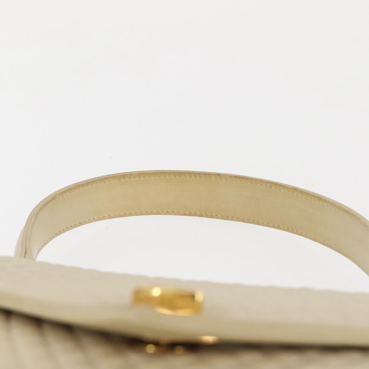 BALLY Quilted Hand Bag Leather Beige Gold Auth BA6460