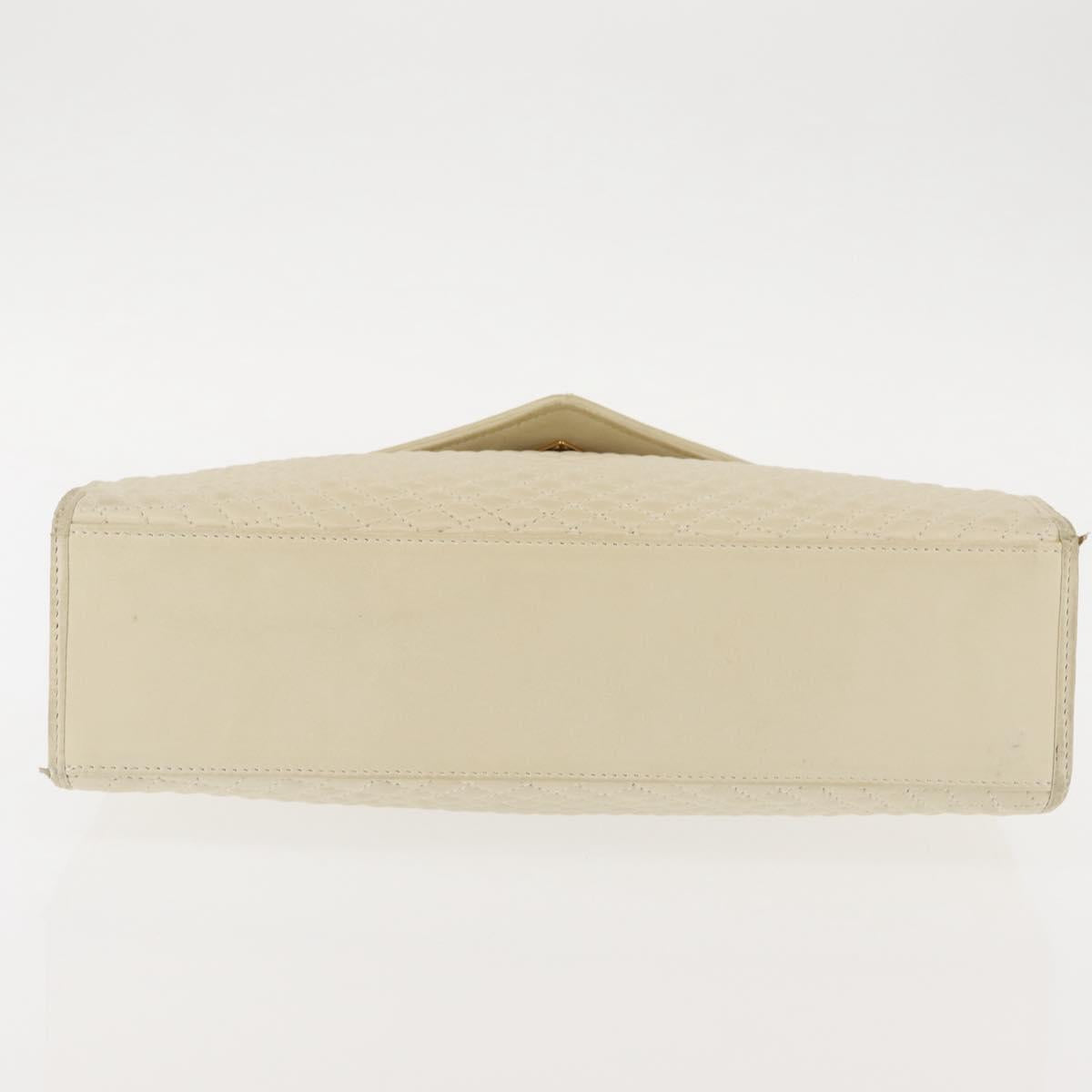 BALLY Quilted Hand Bag Leather Beige Gold Auth BA6460