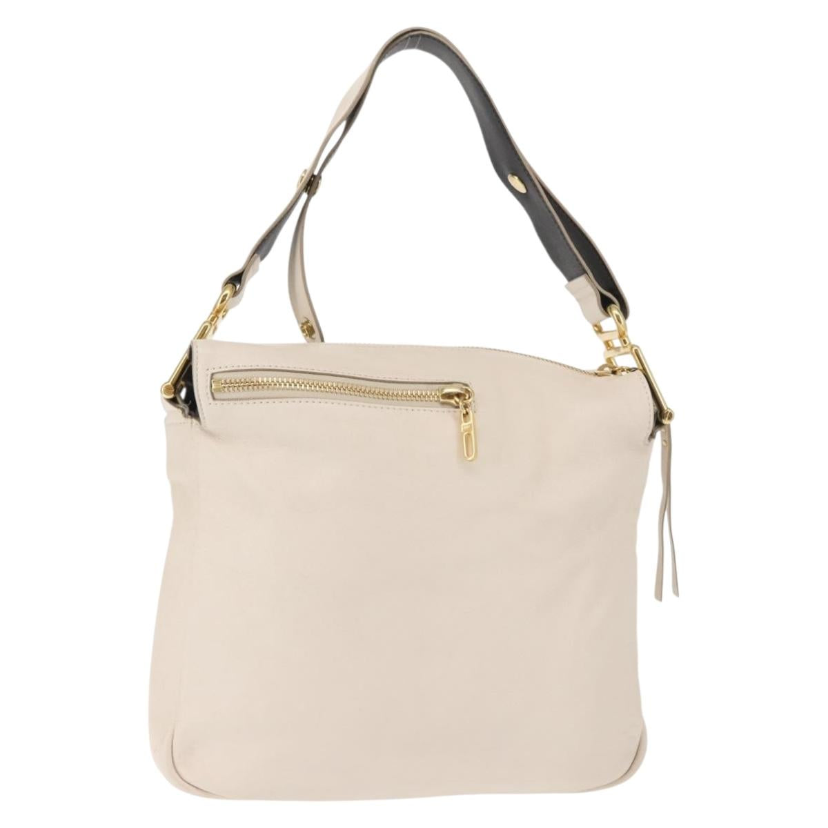 Chloe Vanessa G Shoulder Bag Leather Ivory Gold Auth BA6461