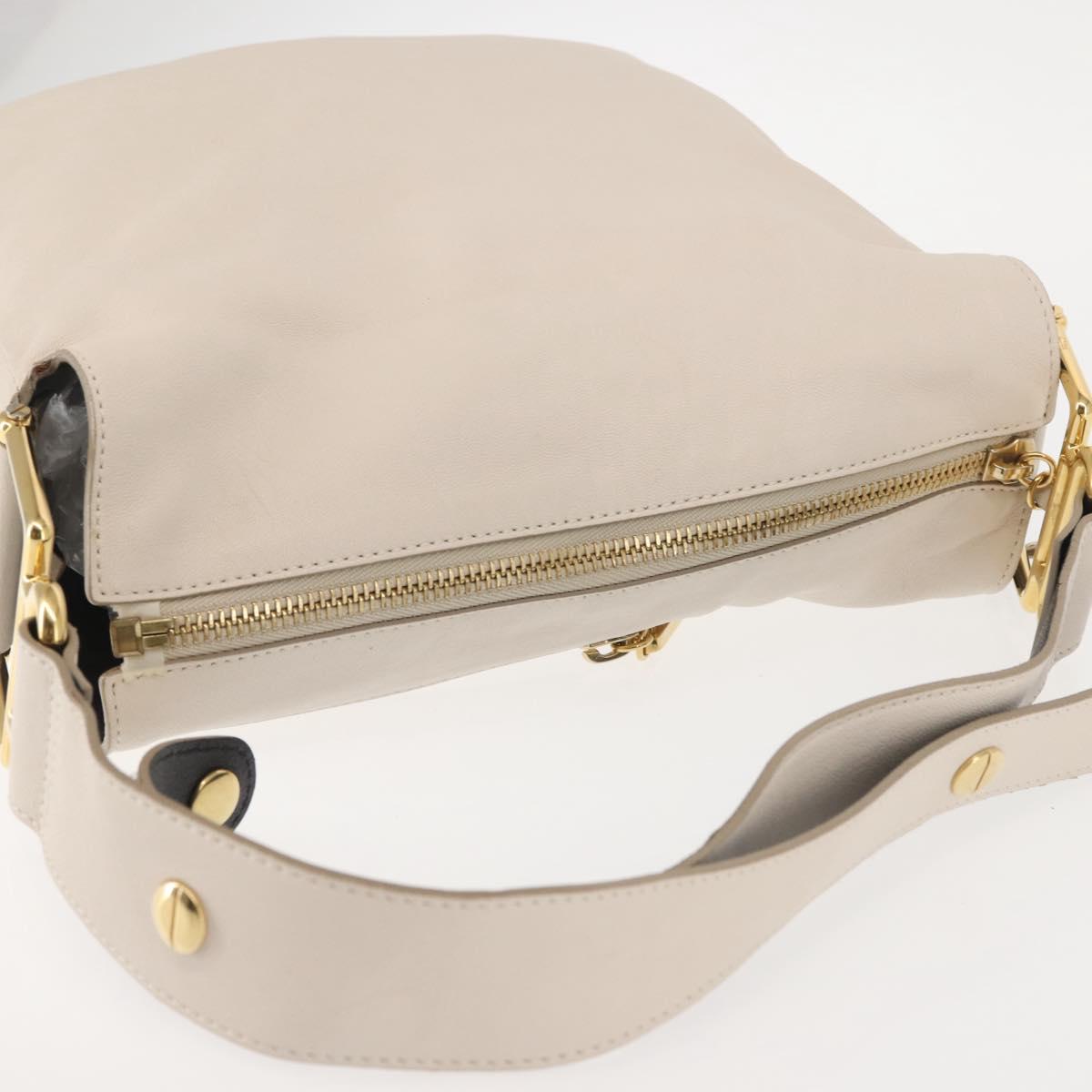 Chloe Vanessa G Shoulder Bag Leather Ivory Gold Auth BA6461