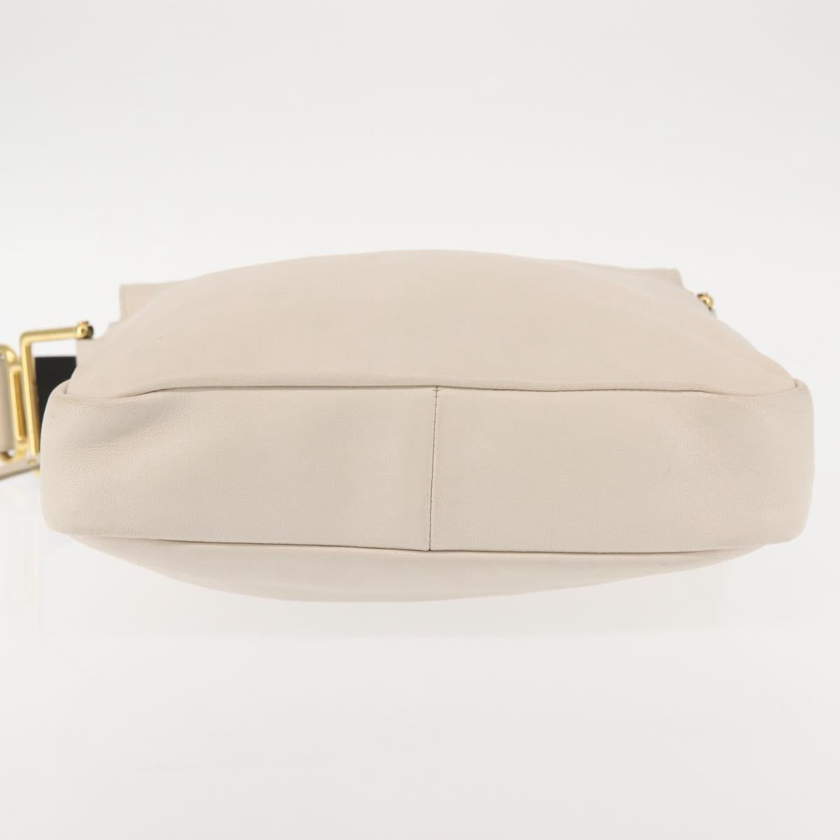 Chloe Vanessa G Shoulder Bag Leather Ivory Gold Auth BA6461