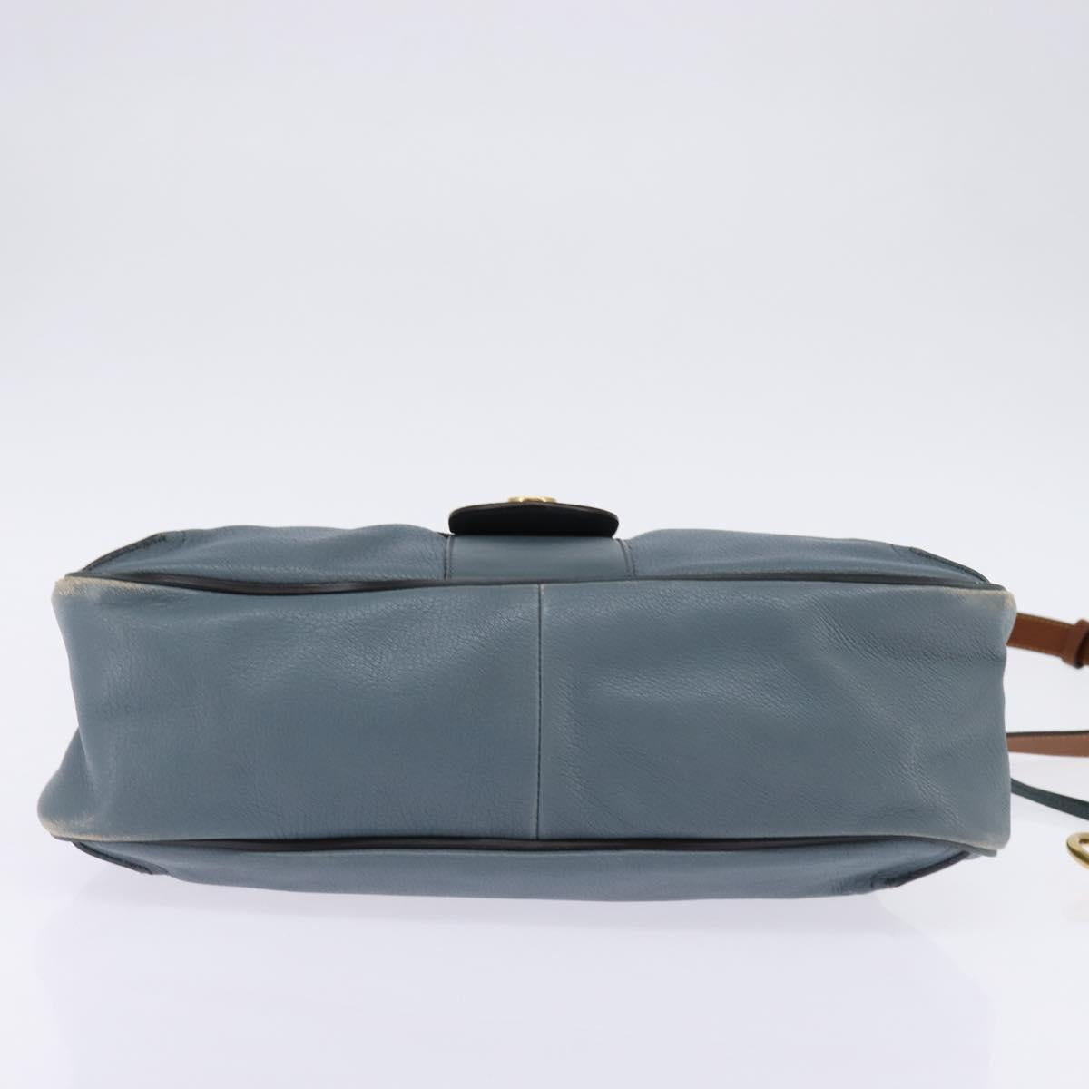 Chloe Shoulder Bag Leather Light Blue Gold Auth BA6462