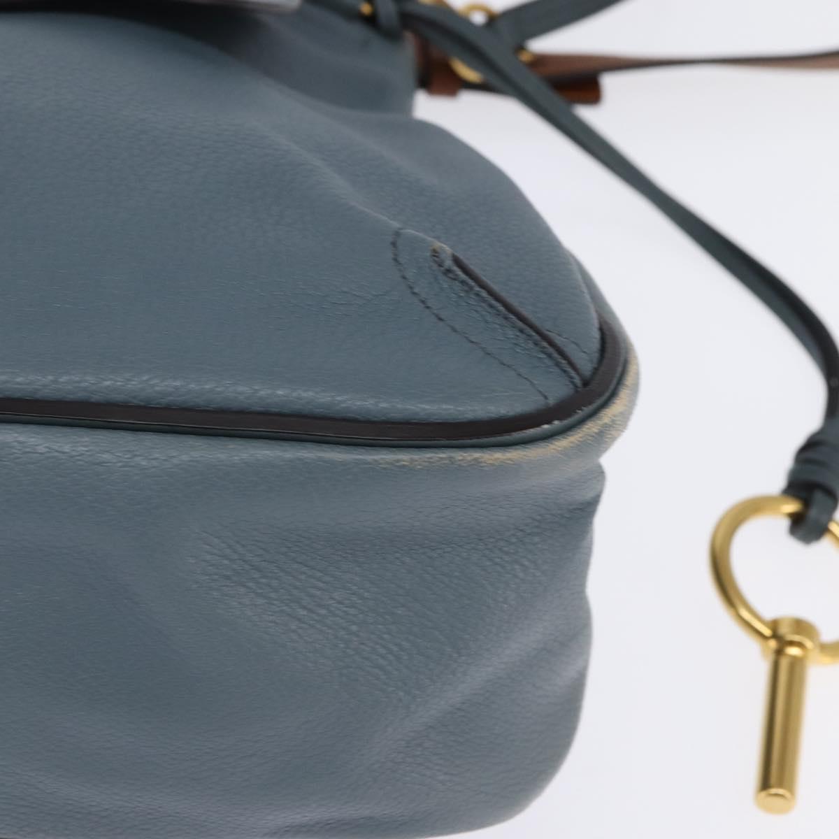 Chloe Shoulder Bag Leather Light Blue Gold Auth BA6462