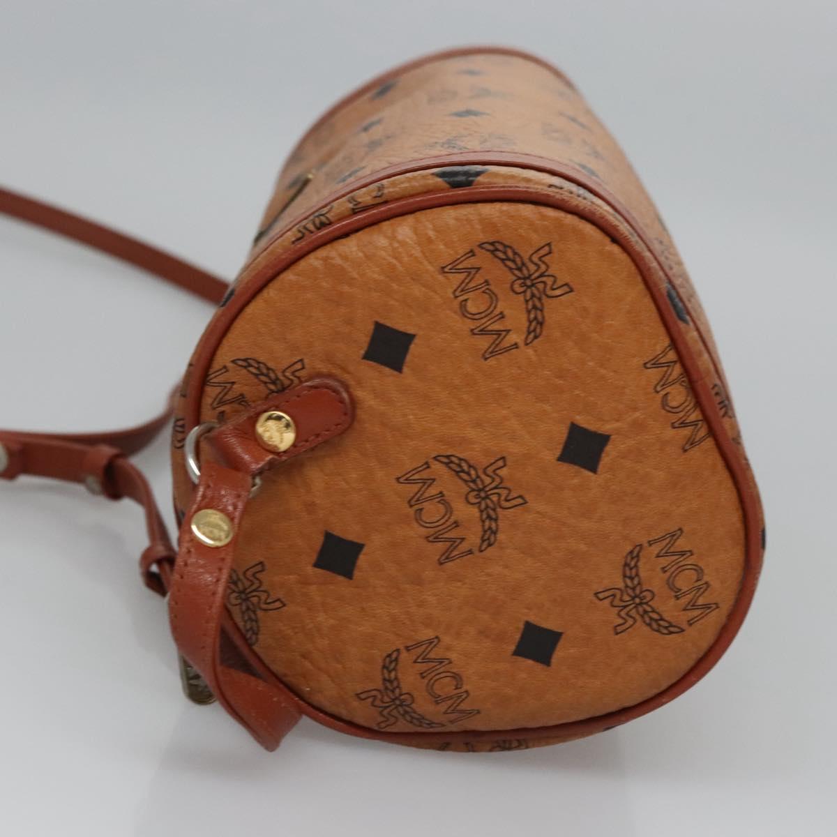 MCM Vicetos Logogram Shoulder Bag PVC Leather Brown Gold Auth BA647