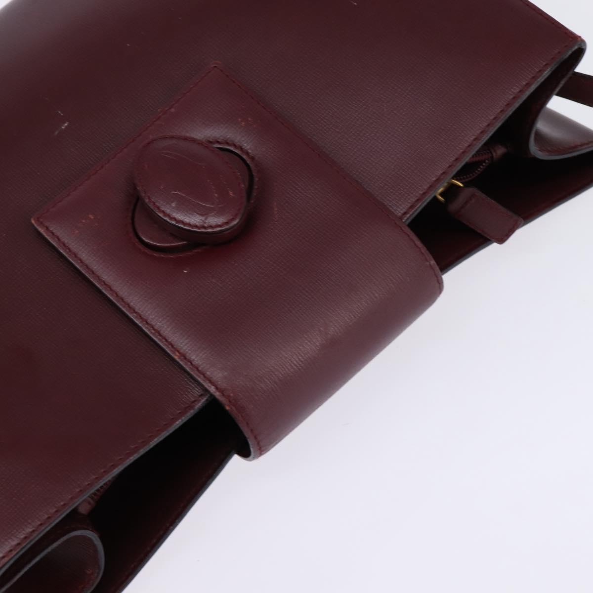Cartier Shoulder Bag Leather Bordeaux Silver Auth BA6471