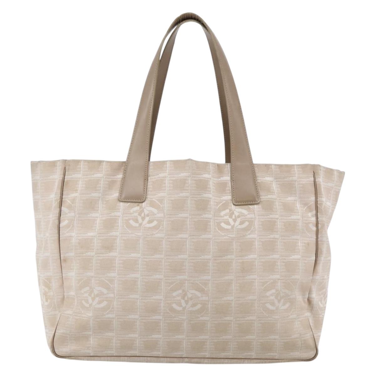 CHANEL New Travel Line Tote Bag Nylon Pink Gold CC Auth BA6476