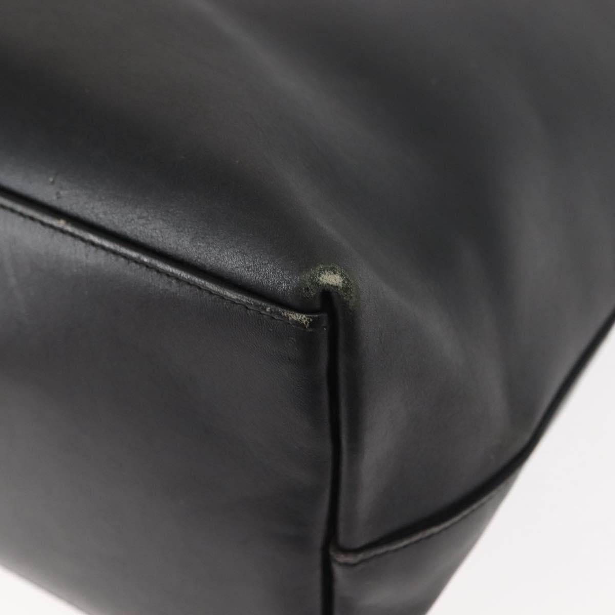 GUCCI Bamboo Shoulder Bag Leather Black Gold 001 1013 1881 Auth BA6477