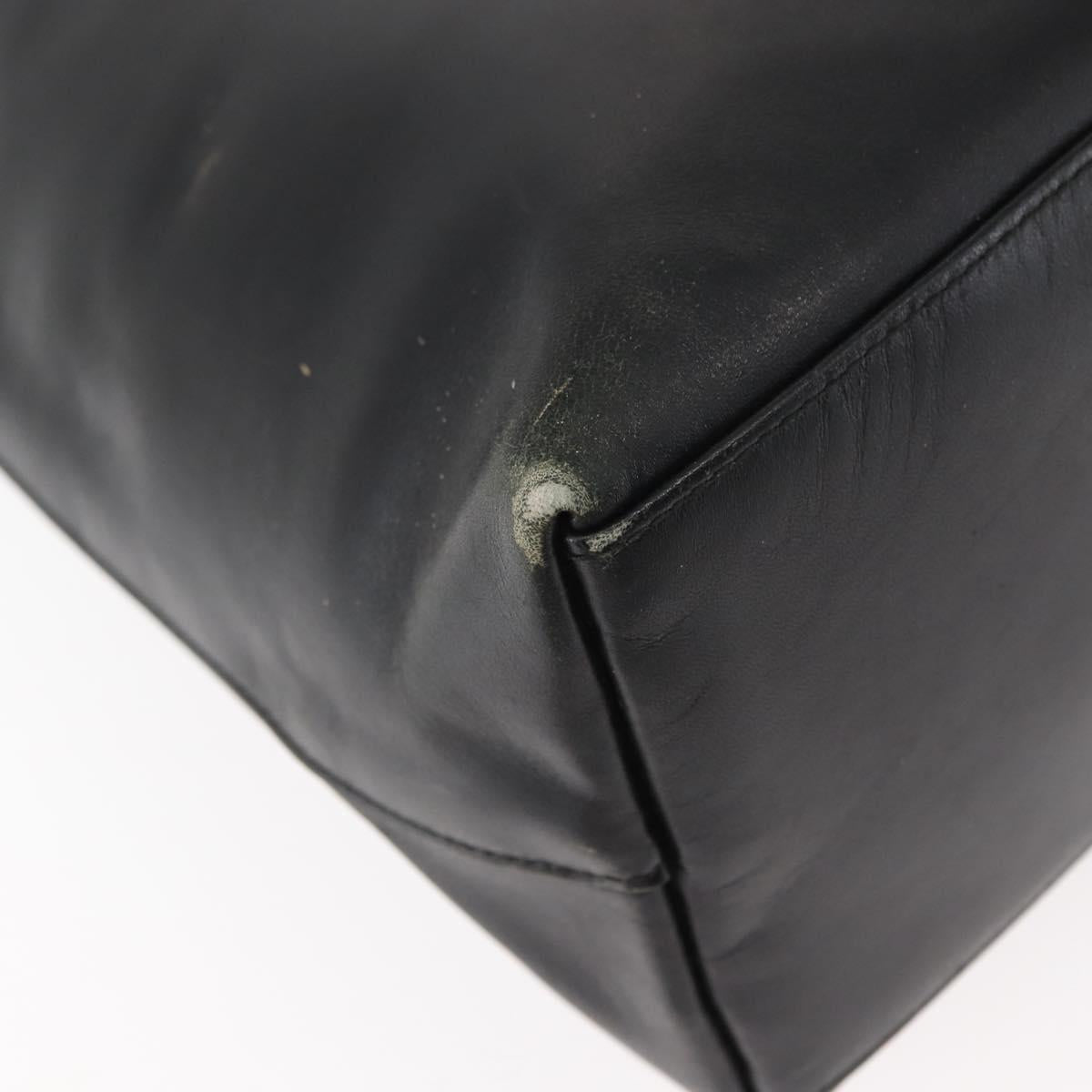 GUCCI Bamboo Shoulder Bag Leather Black Gold 001 1013 1881 Auth BA6477