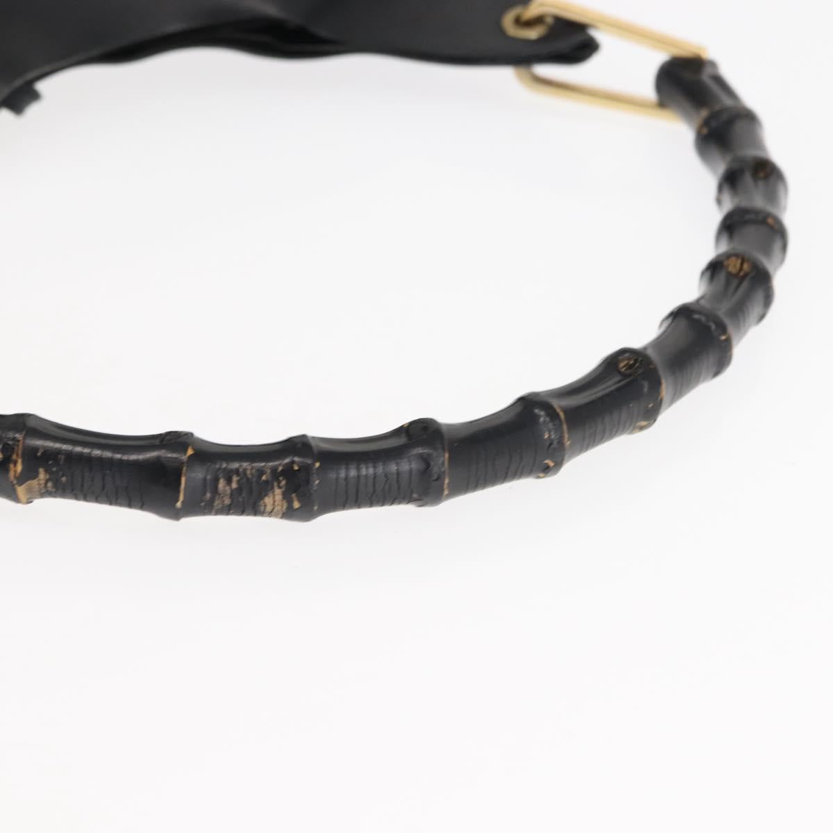 GUCCI Bamboo Shoulder Bag Leather Black Gold 001 1013 1881 Auth BA6477