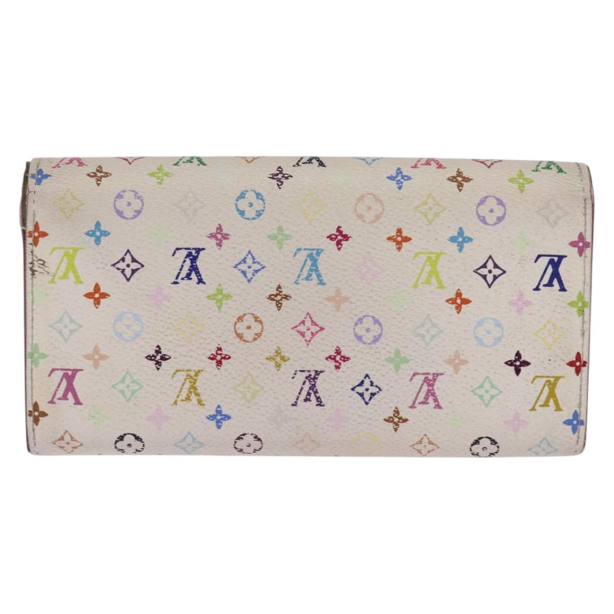 LOUIS VUITTON Multicolor Portefeuille Sarah Wallet White M93532 LV Auth BA6480