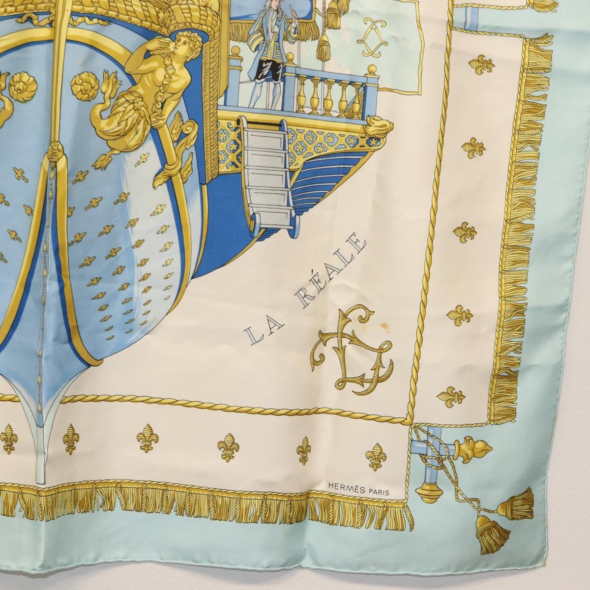 HERMES Carre 90 Scarf ""VUE DU CARROSSE DE LA GALERE LA REALE"" Silk Auth BA6484