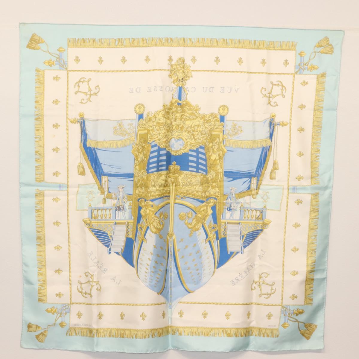 HERMES Carre 90 Scarf ""VUE DU CARROSSE DE LA GALERE LA REALE"" Silk Auth BA6484