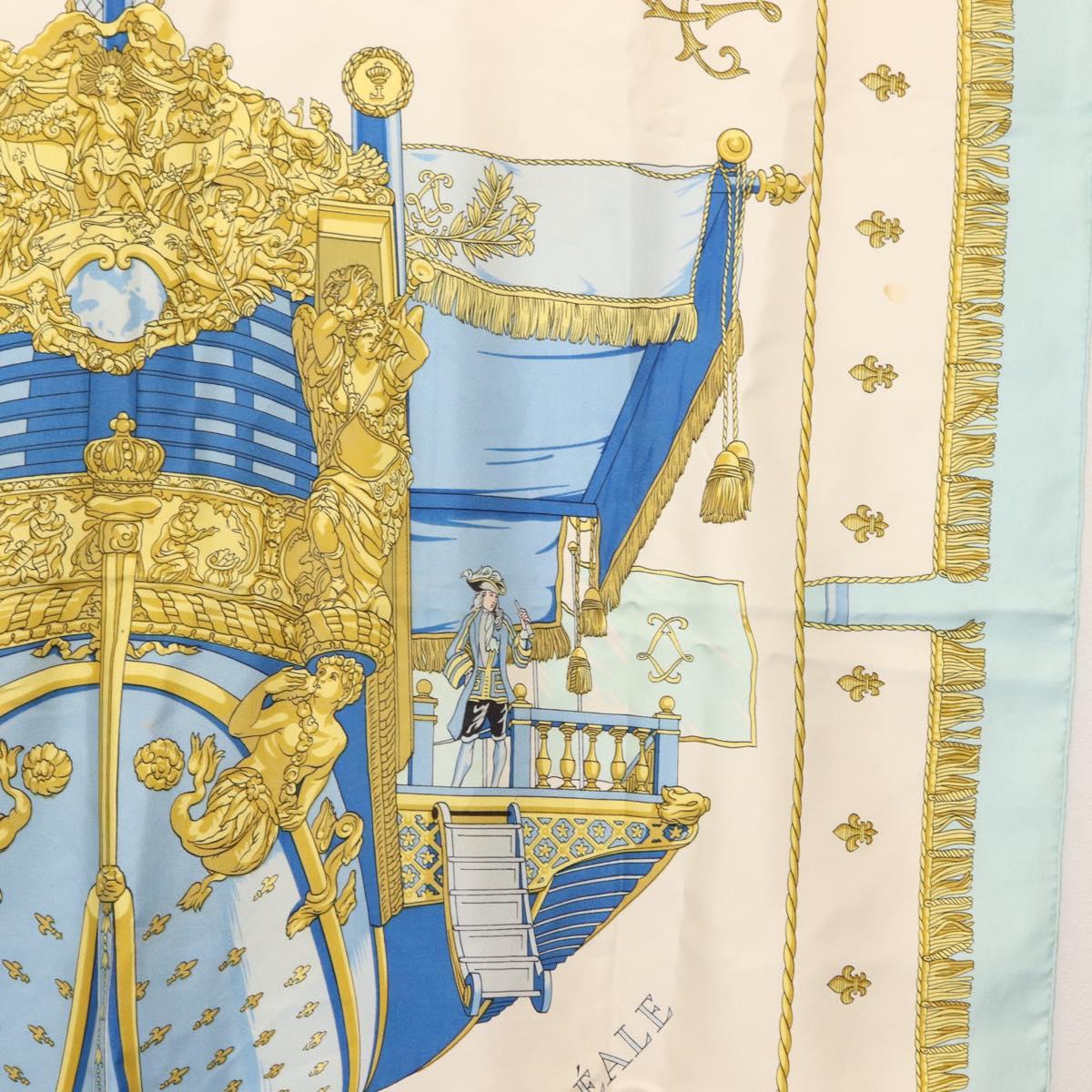 HERMES Carre 90 Scarf ""VUE DU CARROSSE DE LA GALERE LA REALE"" Silk Auth BA6484