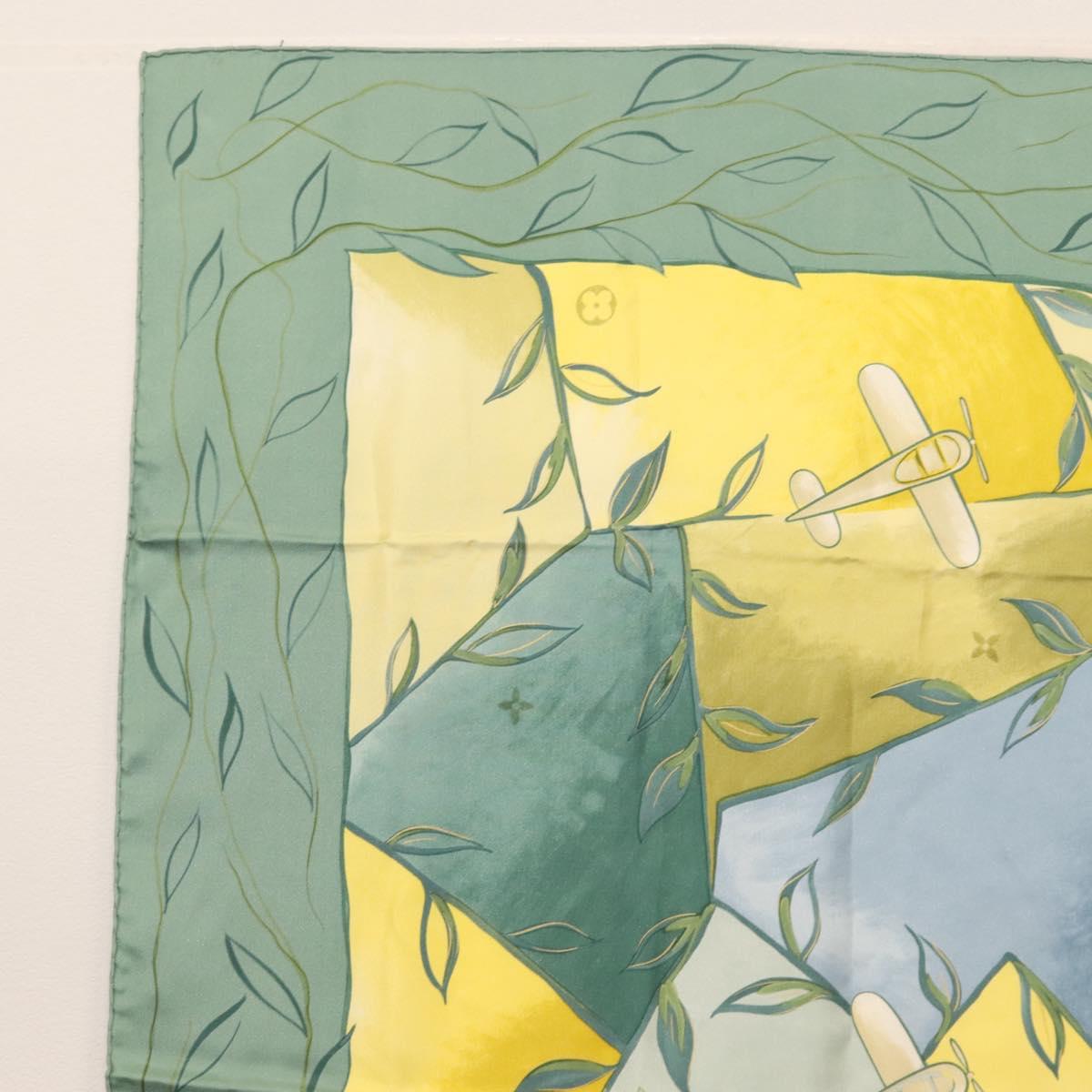 LOUIS VUITTON Scarf Silk Green LV Auth BA6485