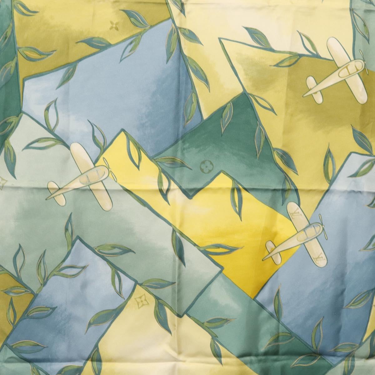 LOUIS VUITTON Scarf Silk Green LV Auth BA6485