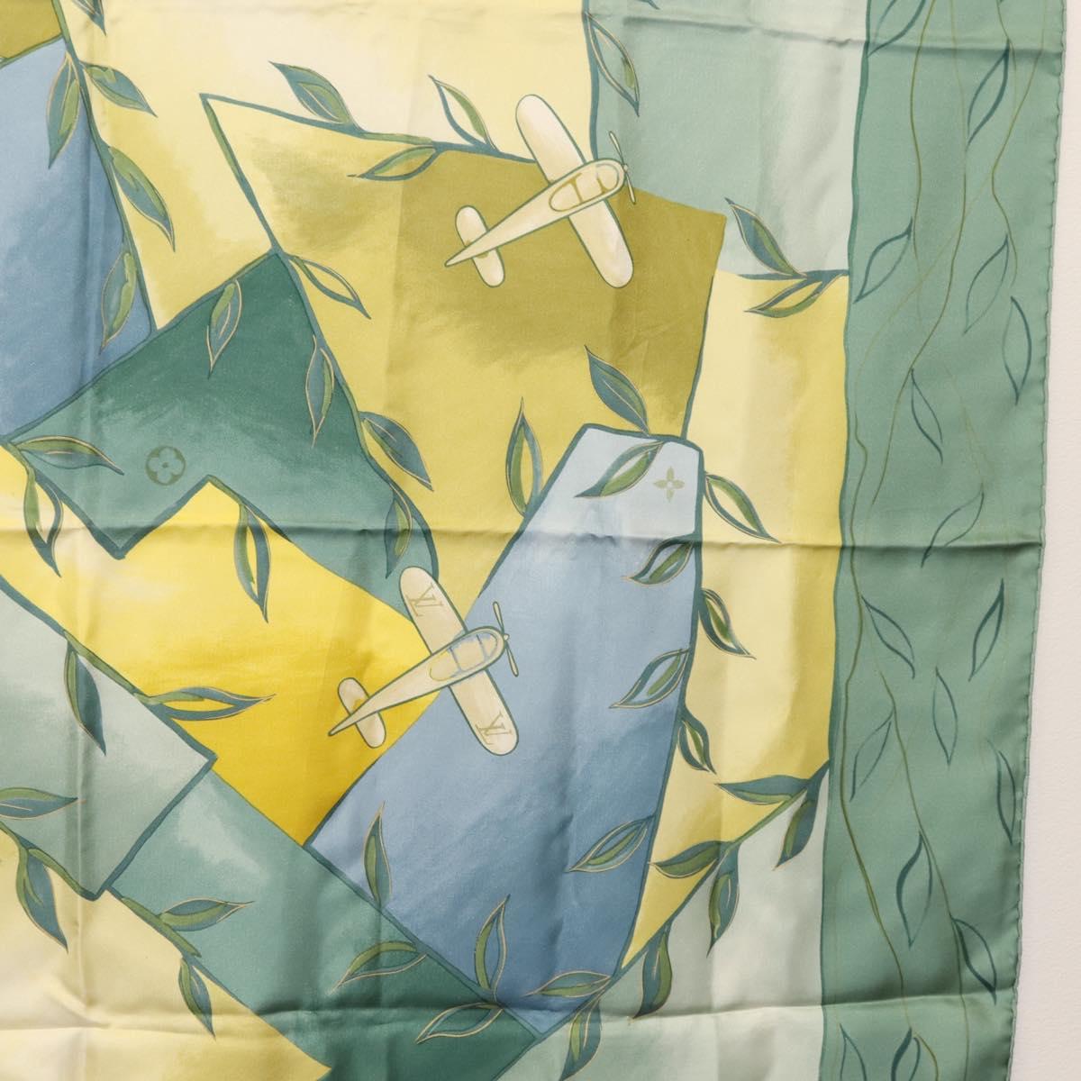 LOUIS VUITTON Scarf Silk Green LV Auth BA6485