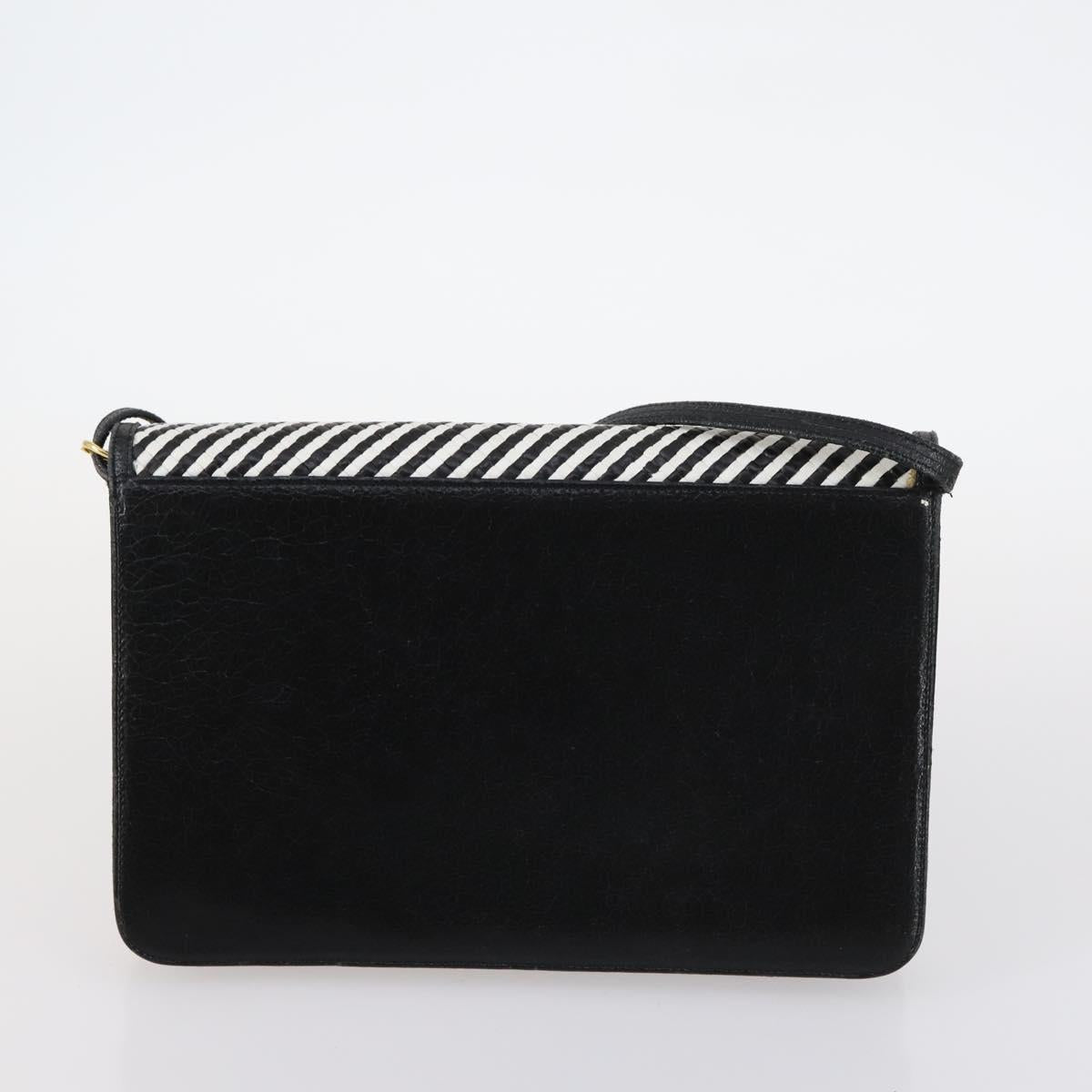 BALLY Bag Canvas Leather 3Set Black Beige Auth BA6489