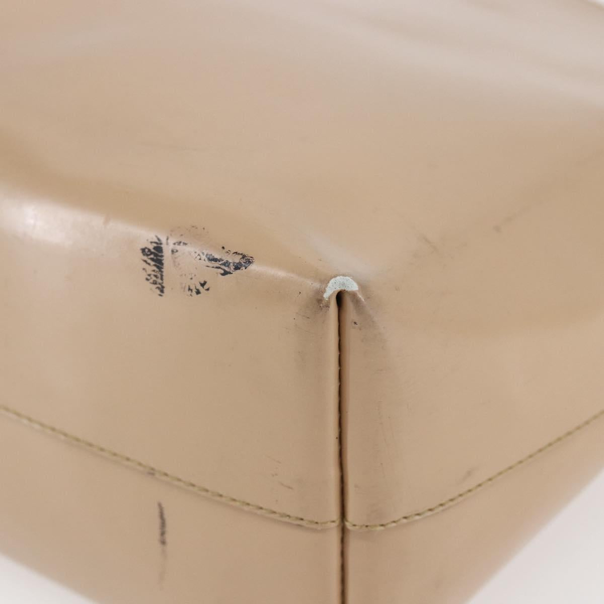 PRADA Tote Bag Enamel Beige Auth BA6491
