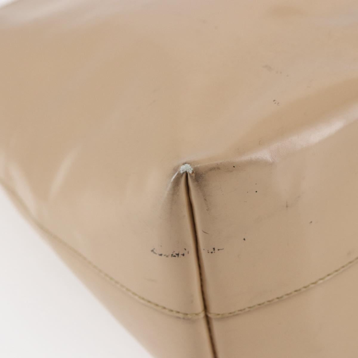 PRADA Tote Bag Enamel Beige Auth BA6491