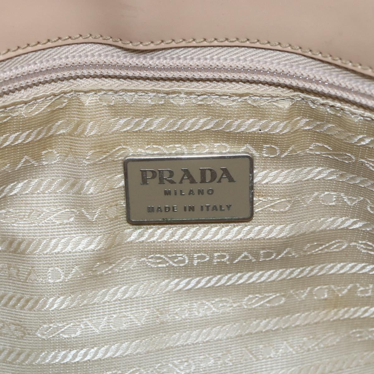 PRADA Tote Bag Enamel Beige Auth BA6491
