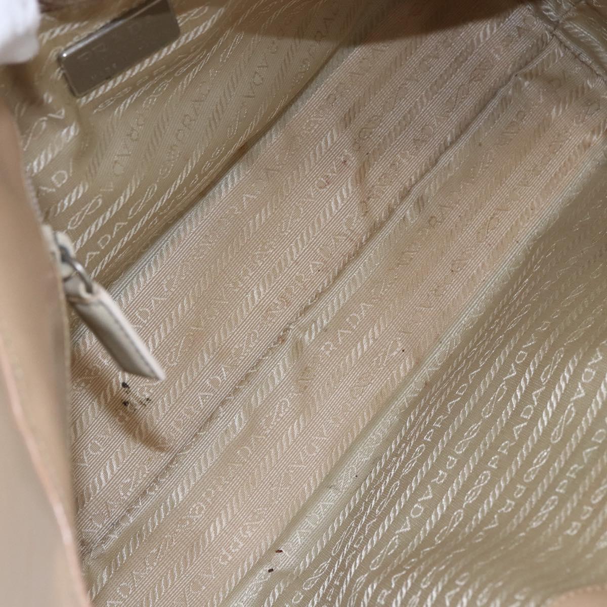 PRADA Tote Bag Enamel Beige Auth BA6491
