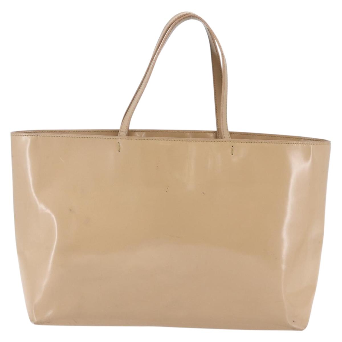 PRADA Tote Bag Enamel Beige Auth BA6491