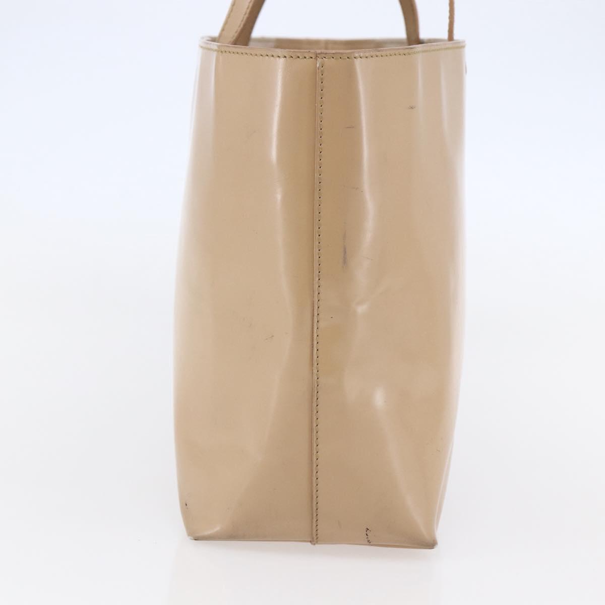 PRADA Tote Bag Enamel Beige Auth BA6491