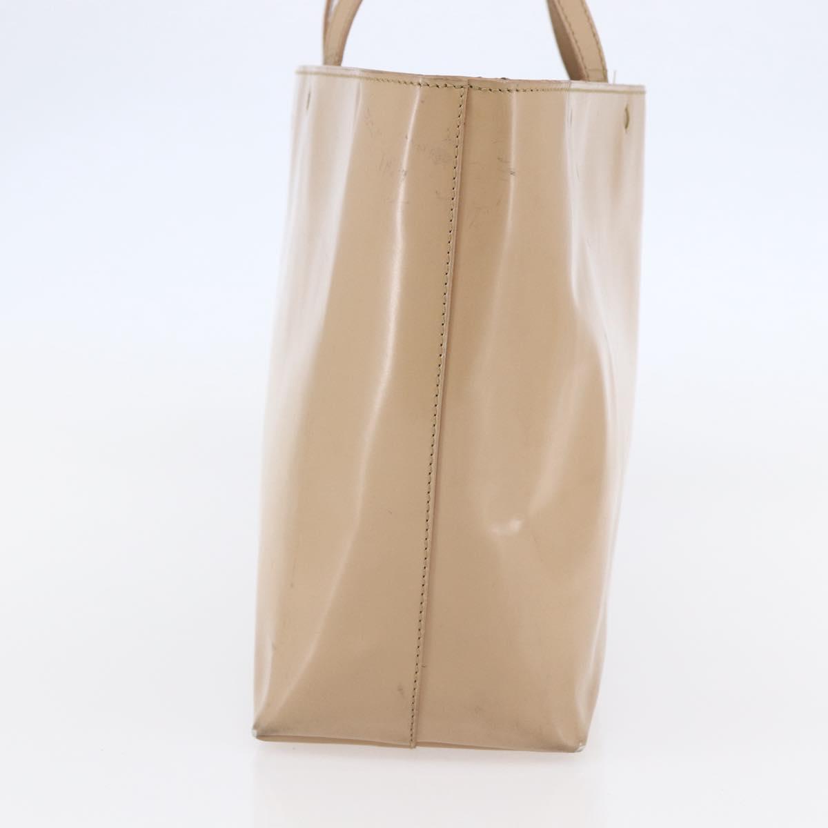 PRADA Tote Bag Enamel Beige Auth BA6491