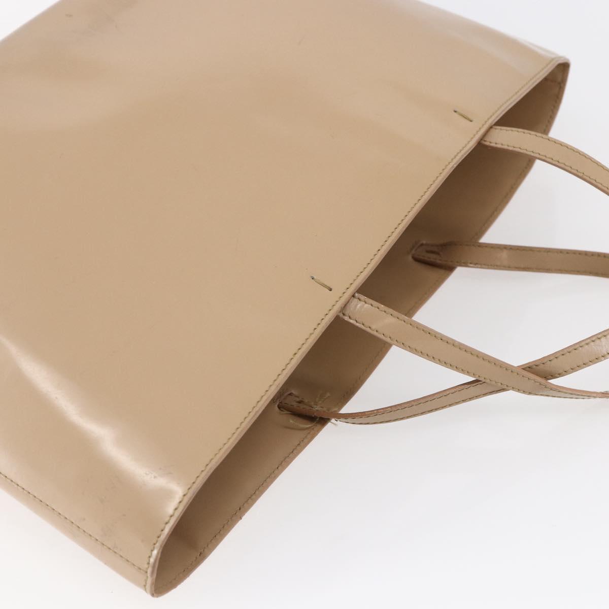 PRADA Tote Bag Enamel Beige Auth BA6491