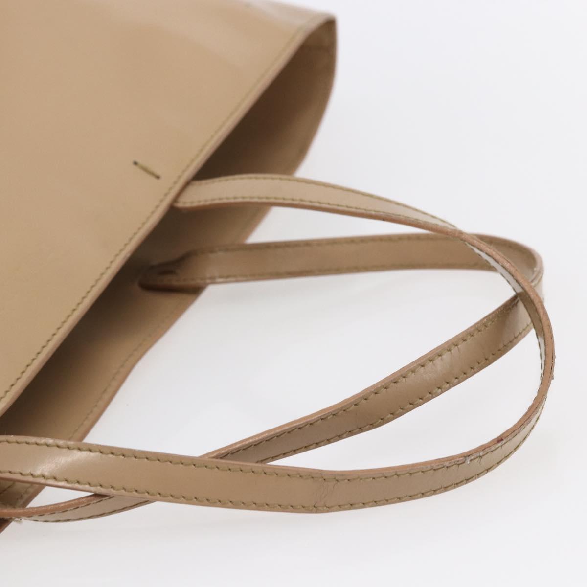 PRADA Tote Bag Enamel Beige Auth BA6491