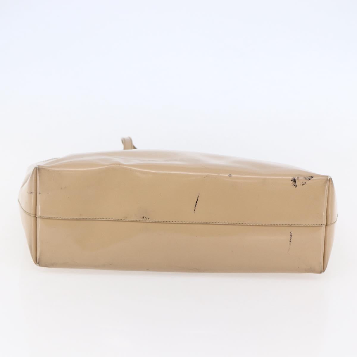 PRADA Tote Bag Enamel Beige Auth BA6491