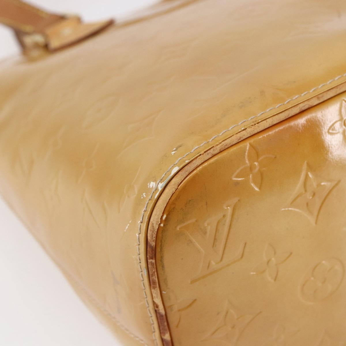 LOUIS VUITTON Monogram Vernis Houston Hand Bag Beige M91004 LV Auth BA6518