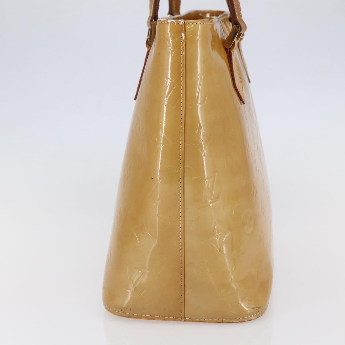 LOUIS VUITTON Monogram Vernis Houston Hand Bag Beige M91004 LV Auth BA6518