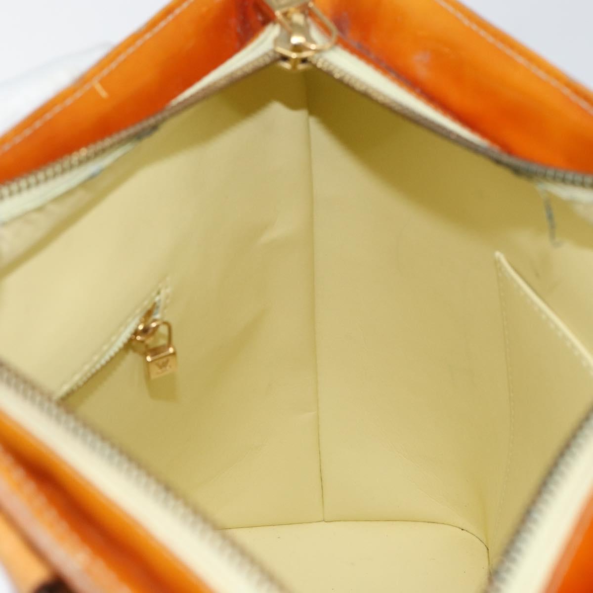 LOUIS VUITTON Monogram Vernis Houston Hand Bag Lime Yellow M91055 LV Auth BA6520